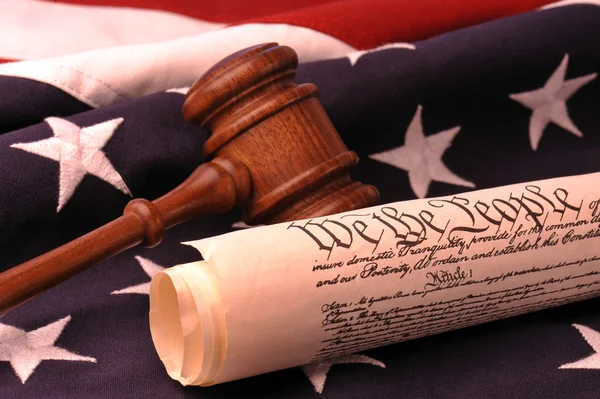 American flag and US Constitution — Stock Photo, Image