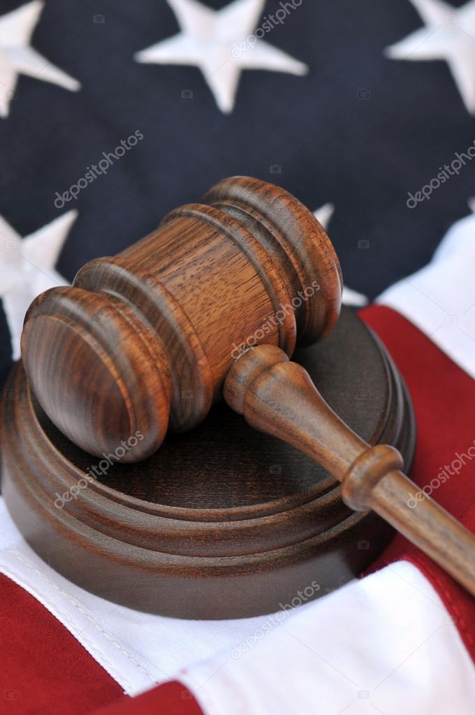 American flag and judicial symbols