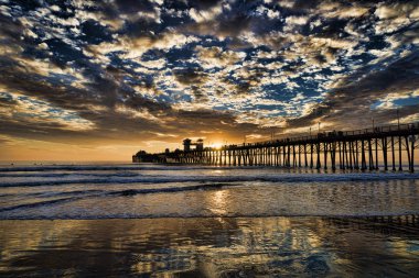 Sunset at the Oceanside Pier. clipart