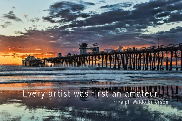 Oceanside pier alıntı ile — Stok fotoğraf