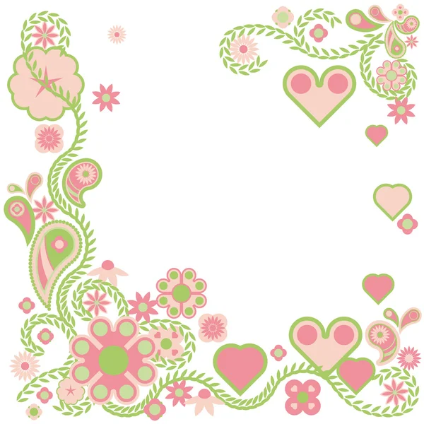 Élégant fond floral avec des cœurs — Image vectorielle