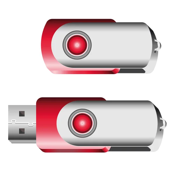 Conjunto de cartões de memória USB vermelhos — Vetor de Stock