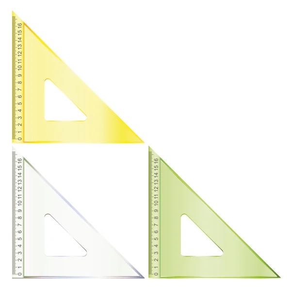 Conjunto de cuarenta y cinco grados reglas de plástico — Archivo Imágenes Vectoriales