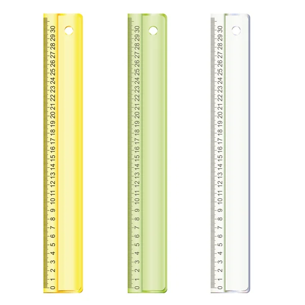 Set of straight plastic rulers — Stock Vector