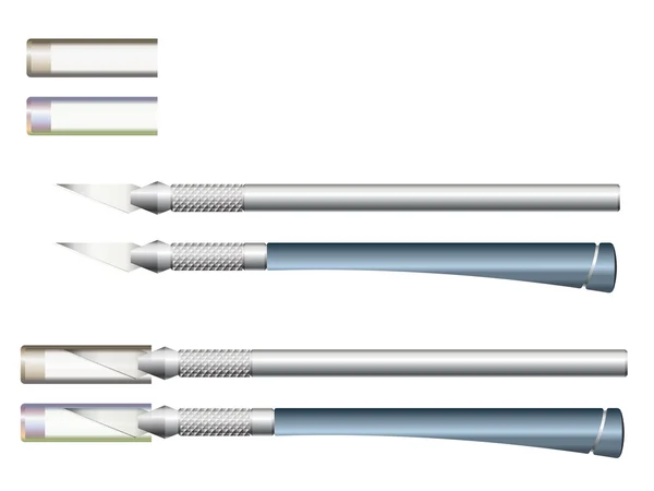 Набір модельних ножів з пластиковими та металевими ручками — стоковий вектор