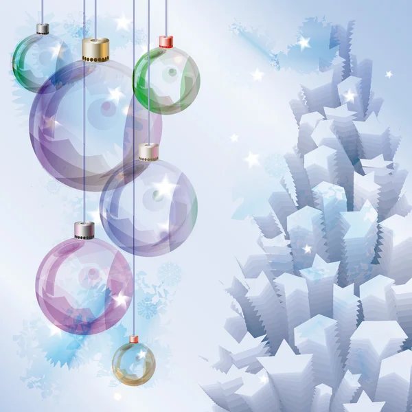 Decorative glass Christmas ball with pine tree. Eps10 — Stock Vector