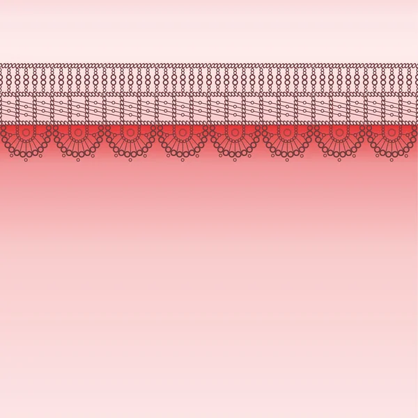 Rand av spetsar, horisontellt sömlös över rosa bakgrund — Stock vektor