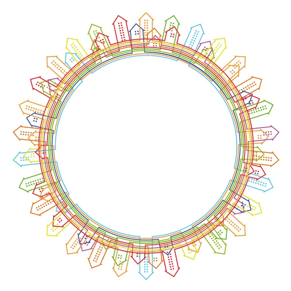 Abstracte circulaire frame met lineaire silhouet van de stad. eps10 — Stockvector