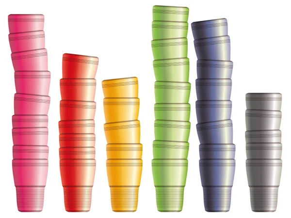 Set de vasos de plástico desechables. Eps10 — Vector de stock