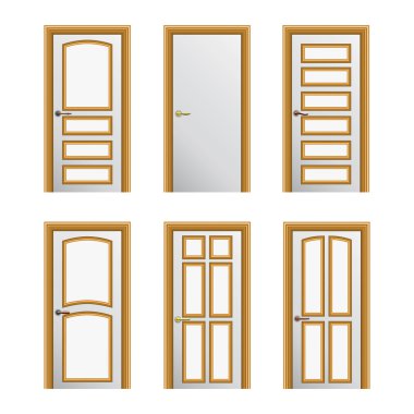Set of 6 white painted doors. Eps10 clipart