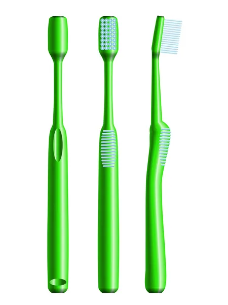 Grüne Zahnbürste vor weißem Hintergrund. eps10 — Stockvektor