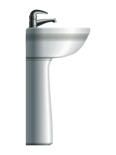 Lavabo avec base en céramique et robinet d'eau. Eps10 — Image vectorielle