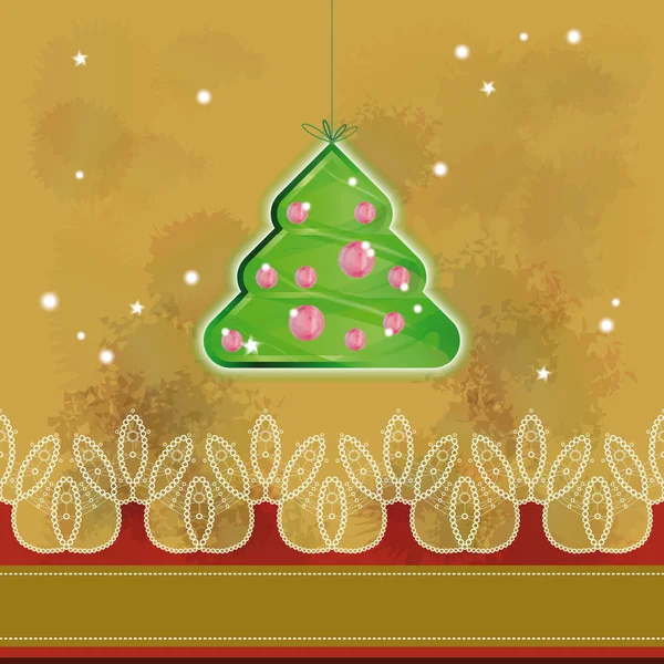 Árbol de Navidad colgado sobre fondo beige grunge. Eps10 — Vector de stock