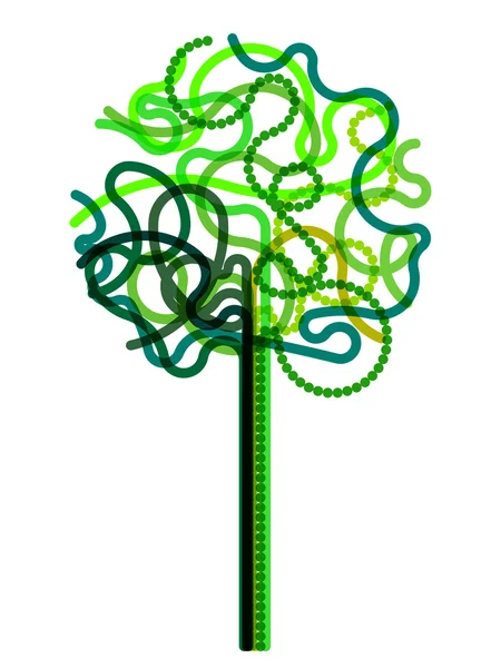 Drzewo streszczenie symbol rysowany liniami zwinięte — Wektor stockowy