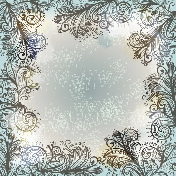 Cadre décoré floral dessiné à la main — Image vectorielle