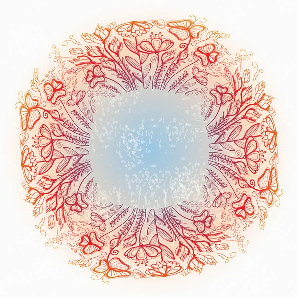 Cadre ornemental lumineux avec des fleurs et des herbes — Image vectorielle