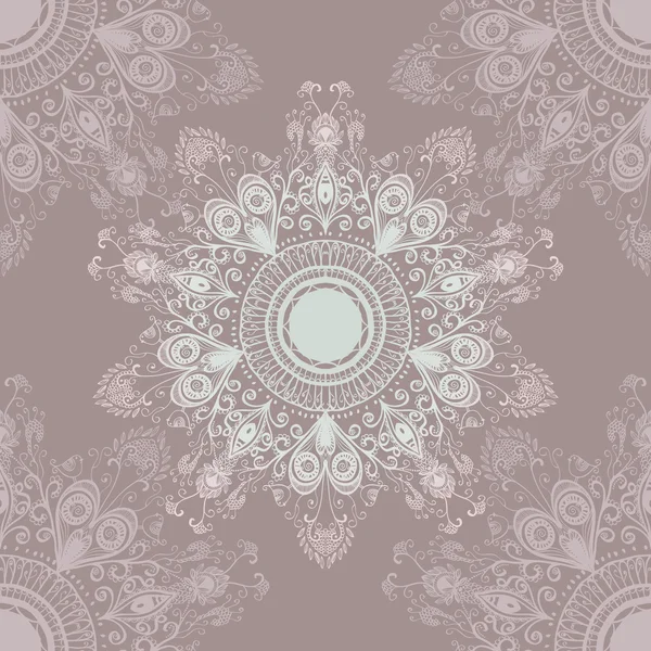 シームレスな円形の花飾り — ストックベクタ