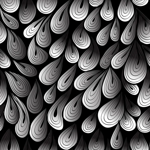 Seamlees motif monochrome dessiné à la main avec des gouttes d'eau gradient — Image vectorielle