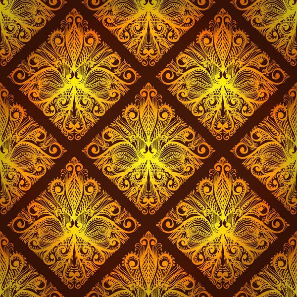 Золотой бесшовный орнамент с цветами барокко. Eps10 — стоковый вектор