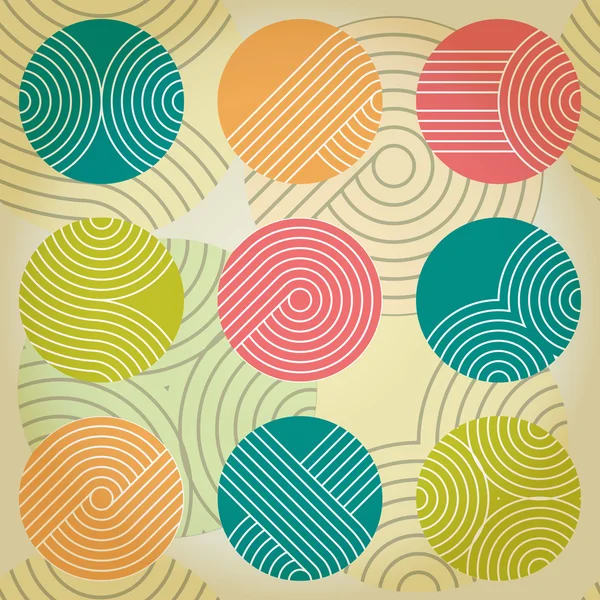 Seamless geometrical ornament with striped circles Eps10 — Stock Vector