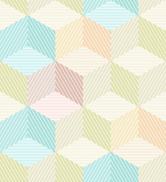 ストライプ キューブとシームレスな幾何学的なベージュ色の背景 — ストックベクタ