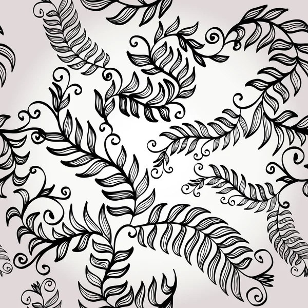 Naadloze zwart-wit elegante floral achtergrond — Stockvector