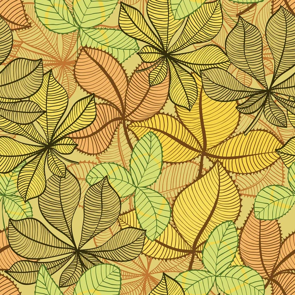 Бесшовный винтажный фон с осенними листьями — стоковый вектор