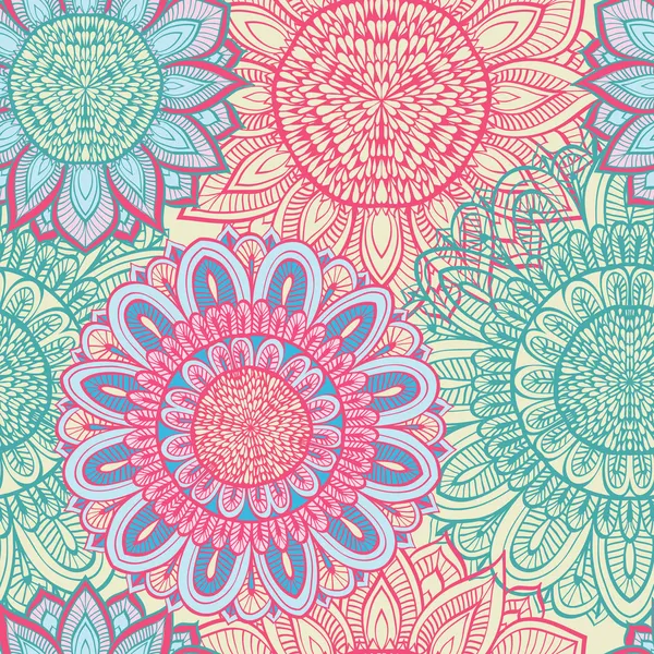 花とシームレスな青色とピンク色花の背景 — ストックベクタ