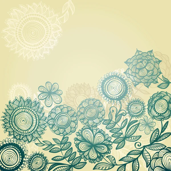 Blue vintage background with gradientl flowers — Stock Vector