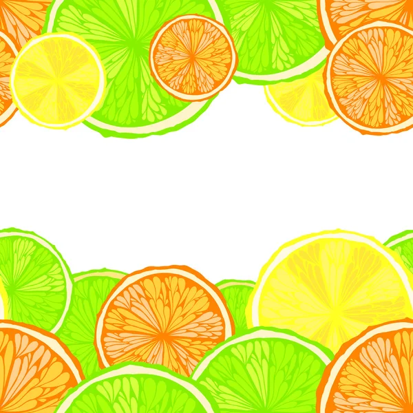 Bright seamless citrus background with space for text. — Stock Vector