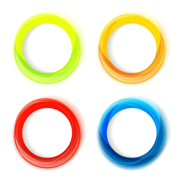 Σύνολο τέσσερα πλαίσια πολύχρωμο κύκλο με λευκό copyspace — Διανυσματικό Αρχείο