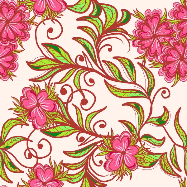 Seamless floral pattern with pink flower — Stock Vector