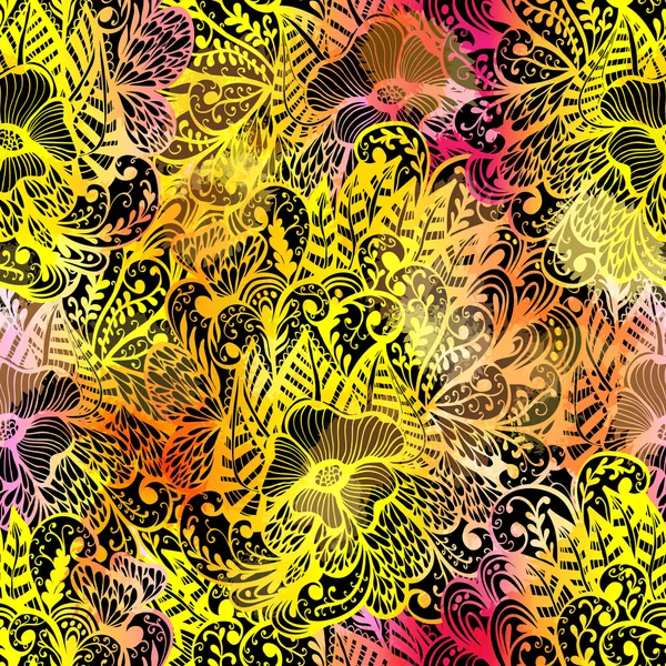 Ljus gul sömlös floral bakgrund — Stock vektor