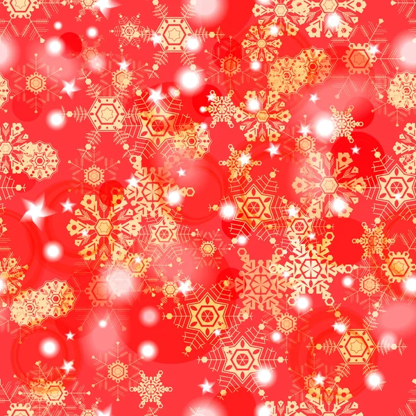 Shiny red winter seamless pattern with snowflakes — Stock Vector