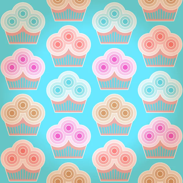 Sömlös geometrisk bakgrund med cupcakes — Stock vektor