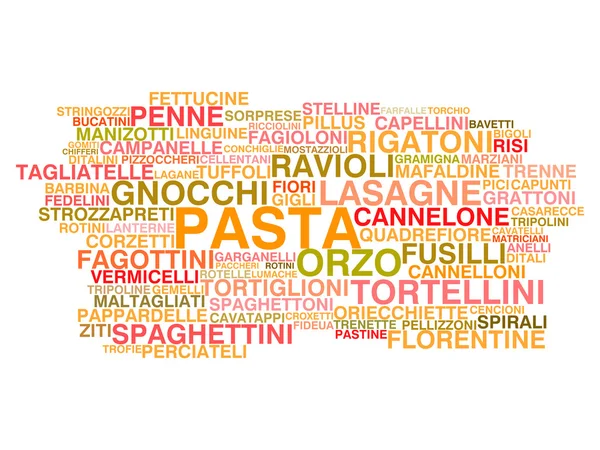 Tipos de pasta italiana — Vector de stock