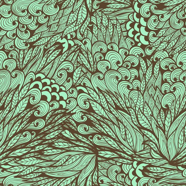 Modèle de doodle bleu vintage floral sans couture — Image vectorielle