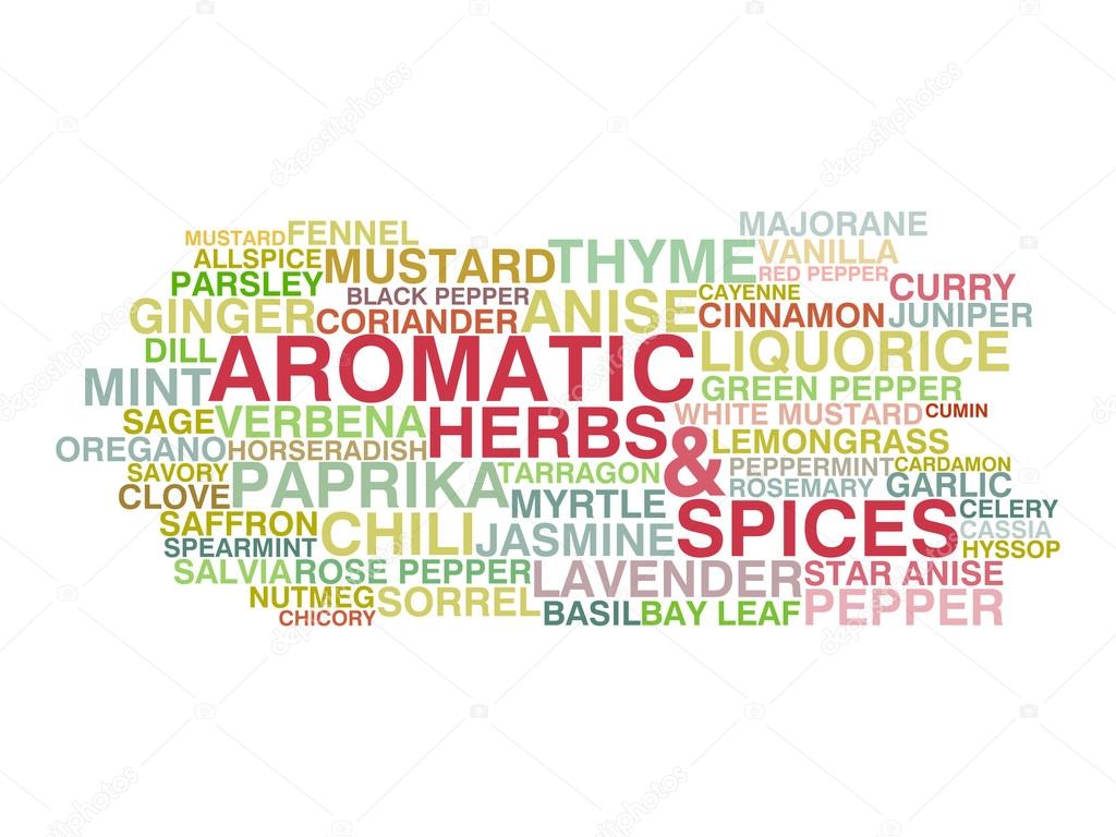 Variety of aromatic herbs and spices Stock Vector by ©tairen10 34406567
