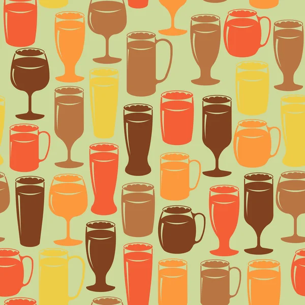 Seamless vintage background with beer glasses — Stock Vector
