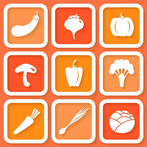 Set of 9 retro icons with vegetables — Stock Vector