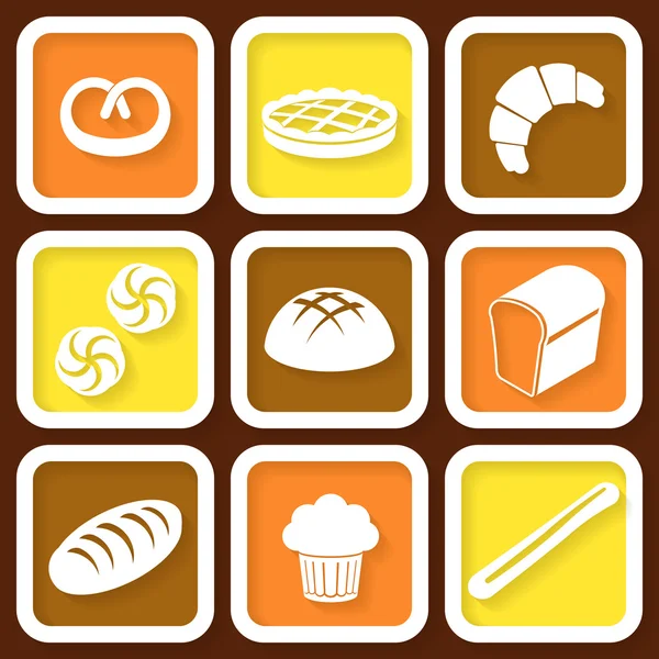 Conjunto de 9 ícones retro de pão fresco e pastelaria. Eps10 — Vetor de Stock