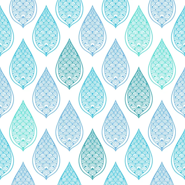 Seamless pattern with ornate water drops — Stock Vector