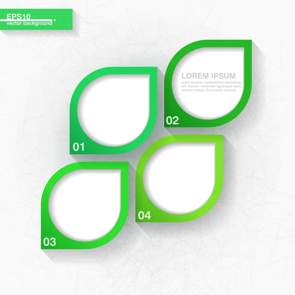 Modello infografico con quattro foglie verdi — Vettoriale Stock