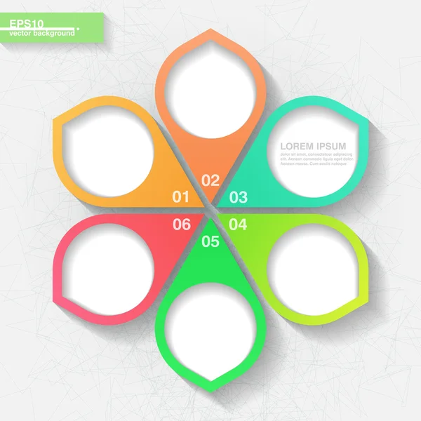 Modelo infográfico com seis rótulos coloridos — Vetor de Stock