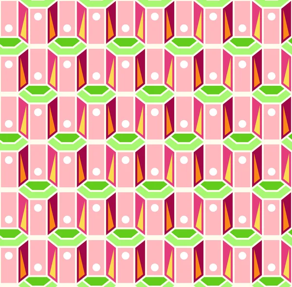 Motif rétro rose et vert sans couture — Image vectorielle