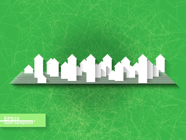 Fond d'origami abstrait avec silhouette de ville — Image vectorielle