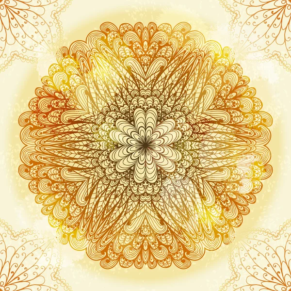 Hand getekend etnische beige ornament — Stockvector