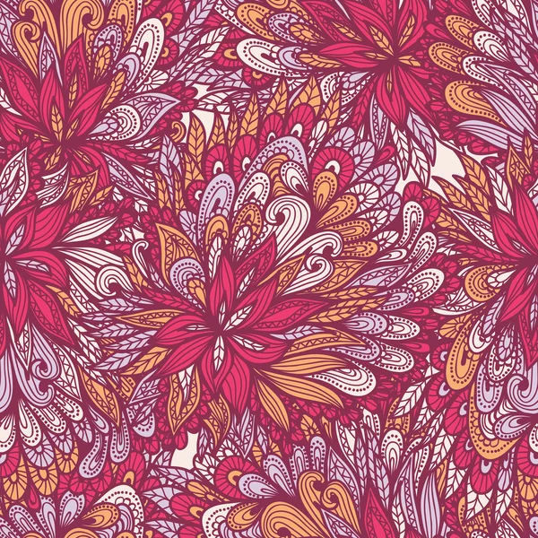 Seamless floral pink doodle pattern — Stock Vector