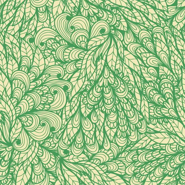 Modello di scarabocchio verde senza cuciture con spirali — Vettoriale Stock