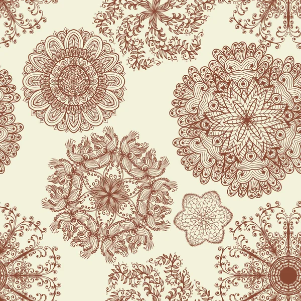 シームレスなエレガントなビンテージのモノクロ パターンを持つ手描きの花 — ストックベクタ